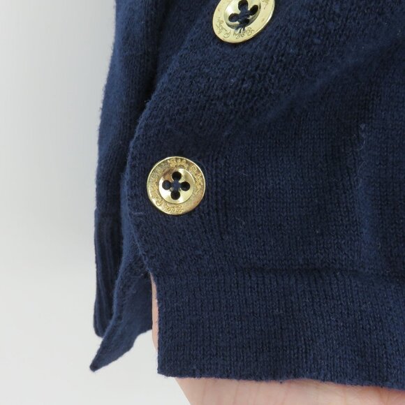 Lilly Pulizer Women Small 000621 Caralynn Elephant Sweater Blue Gold Buttons Top - Picture 4 of 12